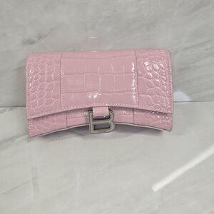 Balenciaga Pink Croc-Embossed Bag